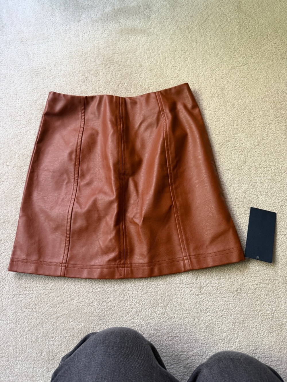 4SI3NNA Faux Leather Mini Skirt in Rust